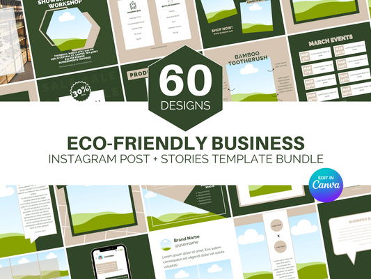 Instagram Post + Story Templates for an Eco-Friendly Business: Geometric Style